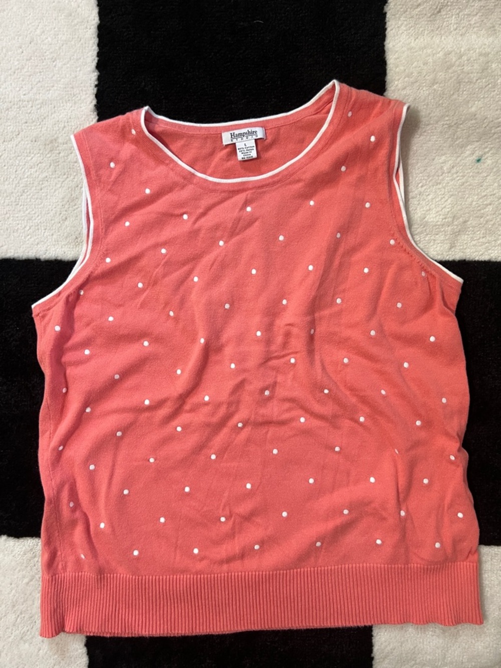 Hampstead Coral Polka Dot Sleeveless Knit Tank